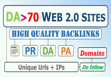 Unique DA 70-77 Social Web backlinks according to your keywords