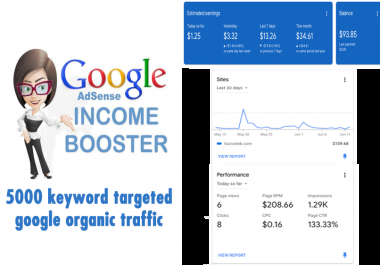 5000 keyword targeted google AdSense Real organic traffic