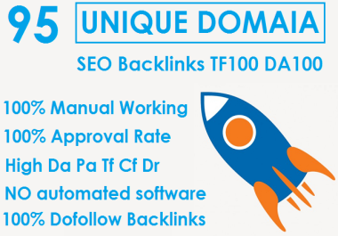I will Do Build 95 Unique Domain SEO Backlinks On TF100 DA100 Sites