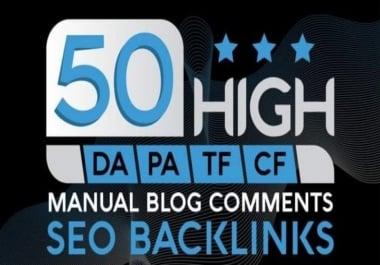 I will submit 50 blog comments offpage top quality backlinks manual works