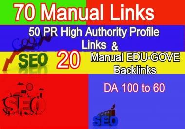 70 Authority Backlinks from 50 HQ Profile + 20 Edu.-Gov Profile Backlinks