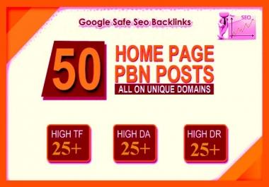 I will 50 high DA PA TF Homepage PBN Backlinks permanent posts with high domain authority