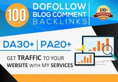I will create 100 dofollow Blog comment backlinks DA30+ PA20+ For your Google Ranking