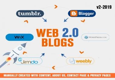 Get 30 High DA PA Dofollow Web2.0 Blog Backlinks Manually Submission