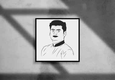 I will draw your portrait as a black and white cartoon