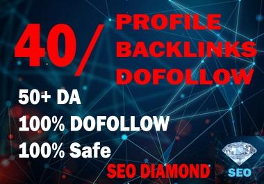 I Will DO 40 High DA, PA Profile Backlinks Dofollow