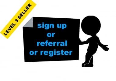 Give You 45 HQ signups or registration under any websites,  affiliate links or referral