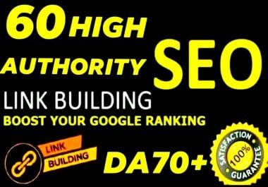 I will do 60 High DA 80+ Manual link building SEO backlinks service