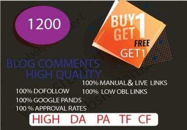 I will provide 1200 Blog comments plus FREE 10 profile backlinks for your website