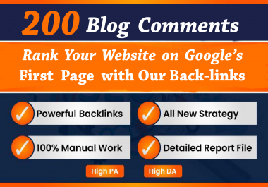 I will do 200 High Quality Dofollow Blog Comment Backlinks Off Page SEO