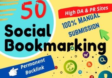 Manually Create 50 Social Bookamrks Backlinks For Improved Your Traffic & Helps to Rank