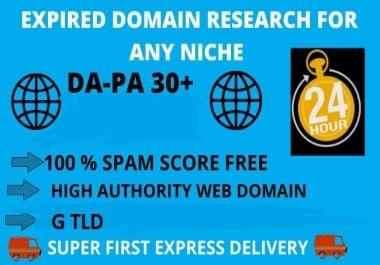 I will find 3 expired domain with PA30, DA20 plus old aged domain