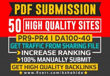 PDF submission to 50 document sharing sites for Quality Backlinks