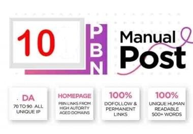 Build 10 High upto DA 90 permanent posts Dofollow PBN Backlinks