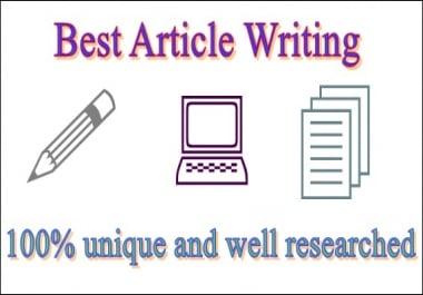 Article Writing,  Content Writing,  Blog Writing in any Topic for 1000-2000 words