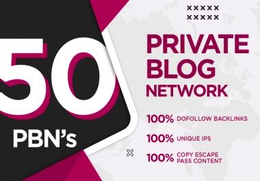 I will do 50 PBN unique domain dofollow DA 25+ homepage parmanent backlinks