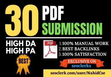 PDF or Article Submission to 30 High Authority sites for SEO backlinks