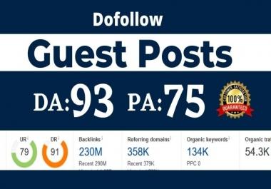 Write and publish High Domain Authority Guest Post with Dofollow Backlink-DA93