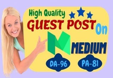 Write & Publish High quality guest post Backlink on Medium with unique Niche Article.