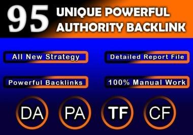 I will build 95 unique domain SEO backlinks on tf100 da100 sites