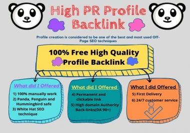 If you need 30 High Quality Profile Backlink then you will get this opportunity from me.