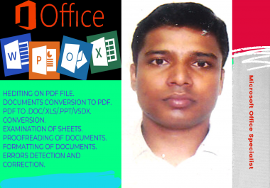 I will do any venture on microsoft office,  excel,  word,  power point