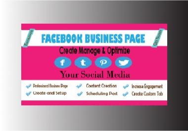 I will create,  set up and manage your social media business page
