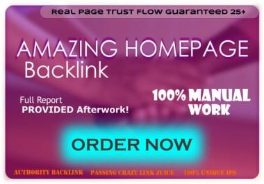 I will build 1 extremely powerful high trust flow homepage backlink