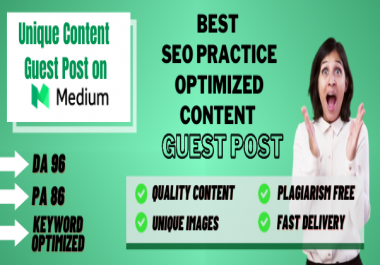 Firstly indexable High DA PA Guest post authority backlink on medium. com