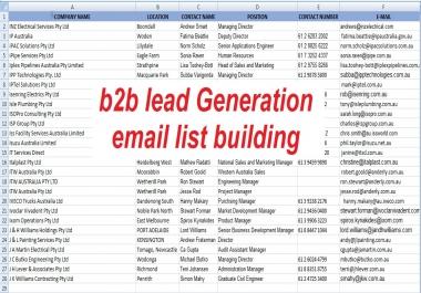 I will do b2b lead generation and prospect email list building