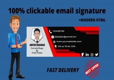 I will make clickable modern HTML email signature