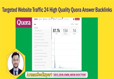 Targeted Website Traffic 24 High Quality Quora Answer Backlinks
