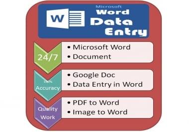 I will do data entry,  design,  create,  format,  edit,  and convert Microsoft word document