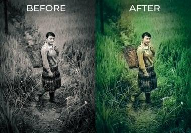 bulk resize, image crop, change background, old to new color, photoshop any editing