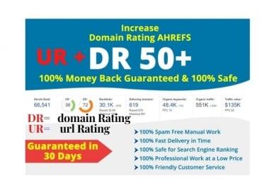 increase domain rating DR and ur url rating on ahrefs to 40 plus