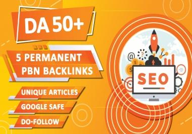 5 Permanent PBN backlinks DA 50+