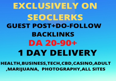 I will do guest post on 20-90 above all type sites, permanent links