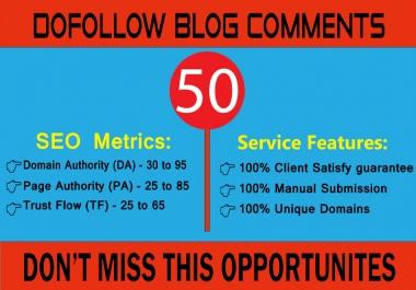 I will manually provide 50 Dofollow Blog Comments on high-quality website backlink