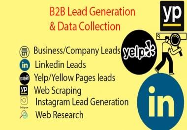 I will do b2b lead generation,  b2b linkedin lead generation,  data entry,  web research
