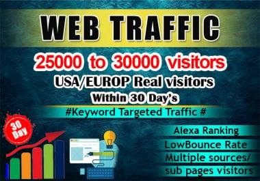 I will send real organic keyword target website traffic from usa.