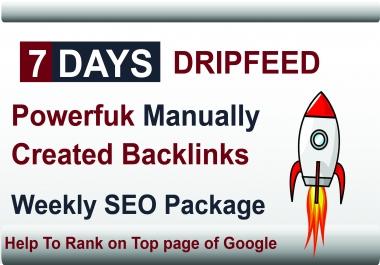 Weekly ranking booster Package,  make powerful SEO backlinks manually in 7 Days
