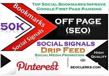 TOP Powerful Site 50K Social Signals Pinterest Bookmark Backlinks with split also available