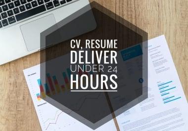 I will make design professional cv,  resume,  cover letter,  templates with superfast delivery