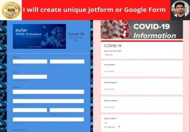 I will create unique jotform or Google Form