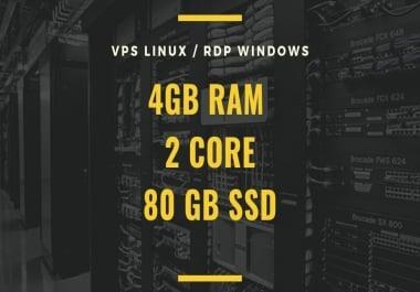 Best Cheap 4GB ram 2 cores VPS/RDP 80 GB SSD