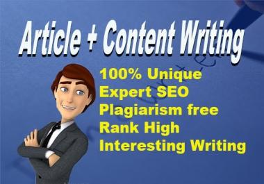 Article writing and content writing for blog or websites