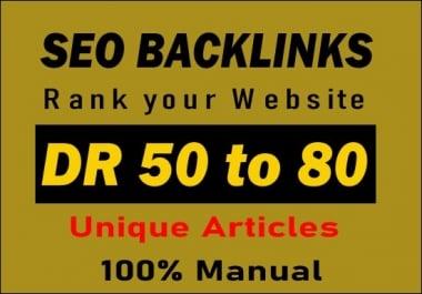 manually make 100 DR 50 to 80+ dofollow permanent homepage pbn backlinks