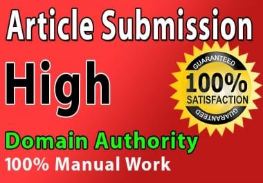 Provide 50 Unique Article Submission Backlinks ON DA 50 TO 90 Plus