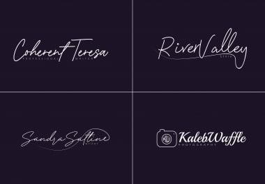 I will do clean signature logo,  script logo,  handwritten or text logo in 12hrs