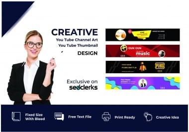 I Will Design You Tube Bannerm or You Tube Thumbnail